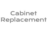 Text reading 'Cabinet Replacement' in gray font on white background.