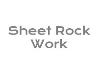 Logo with text 'Sheet Rock Work' in gray font.